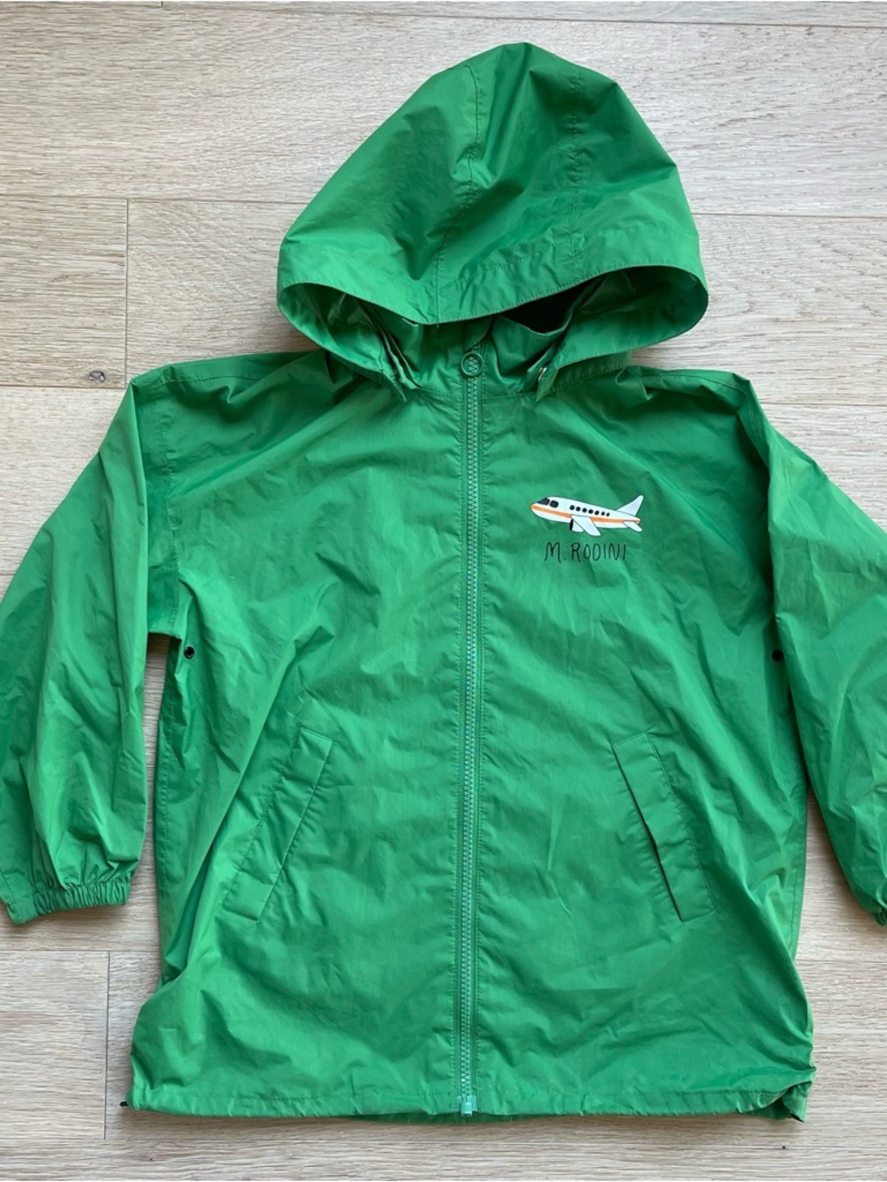 Mini Rodini Airplane Windbreaker Jacket Green Hooded 5-7Y 116/122